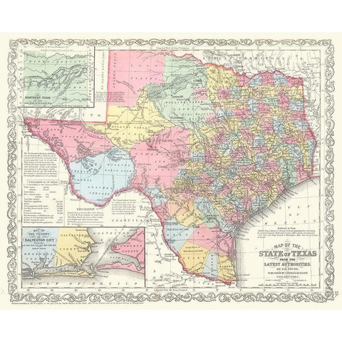 State of Texas - Young 1850 White Modern Wood Framed Art Print by Young