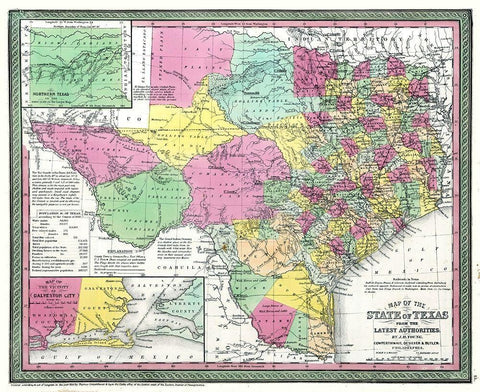 Texas - Young 1850 Black Ornate Wood Framed Art Print with Double Matting by Young
