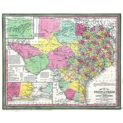 Texas - Young 1850 Black Modern Wood Framed Art Print with Double Matting by Young