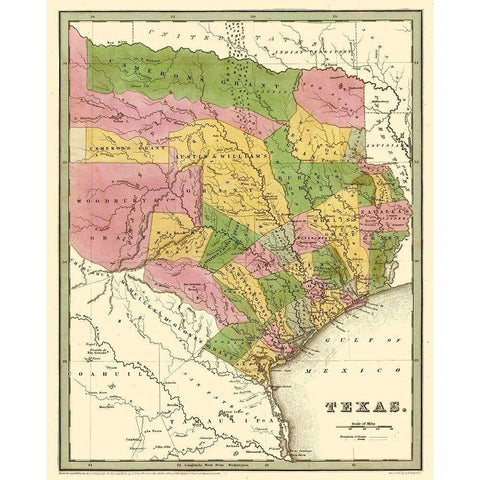 North East Texas - Goodrich 1841 Gold Ornate Wood Framed Art Print with Double Matting by Goodrich