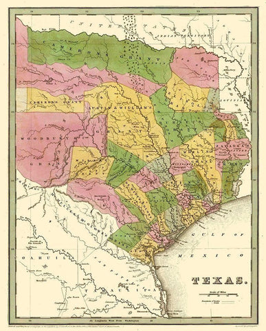 North East Texas - Goodrich 1841 Black Ornate Wood Framed Art Print with Double Matting by Goodrich