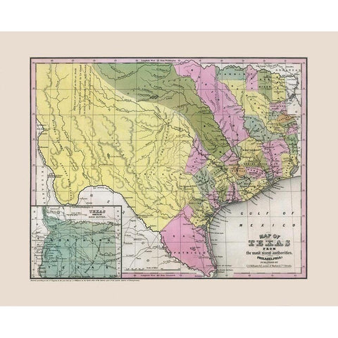 South East Texas - Williams 1845 Black Modern Wood Framed Art Print with Double Matting by Williams