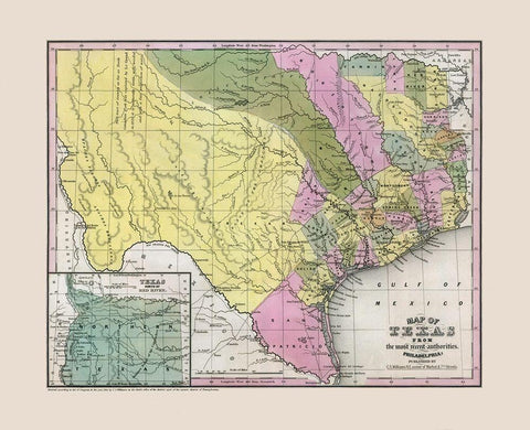 South East Texas - Williams 1845 Black Ornate Wood Framed Art Print with Double Matting by Williams