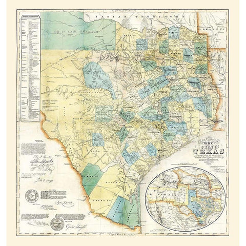 Texas - Creuzbaur 1854 Black Modern Wood Framed Art Print with Double Matting by Creuzbaur