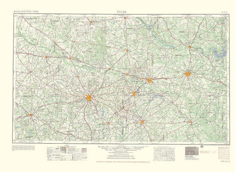 Tyler Texas Quad - USGS 1955 White Modern Wood Framed Art Print with Double Matting by USGS