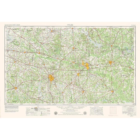 Tyler Texas Quad - USGS 1956 Black Modern Wood Framed Art Print by USGS