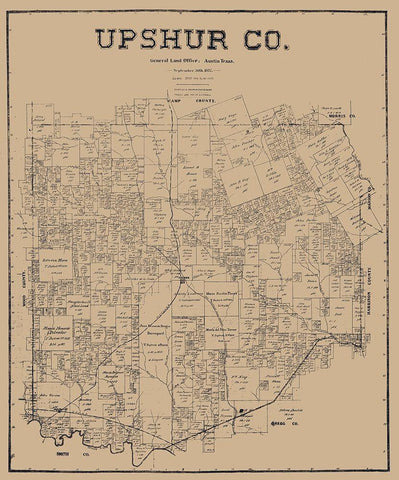 Upshur County Texas - Pressler 1897 White Modern Wood Framed Art Print with Double Matting by Pressler