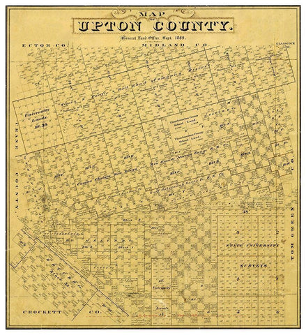 Upton County Texas - Blau 1889 Black Ornate Wood Framed Art Print with Double Matting by Blau