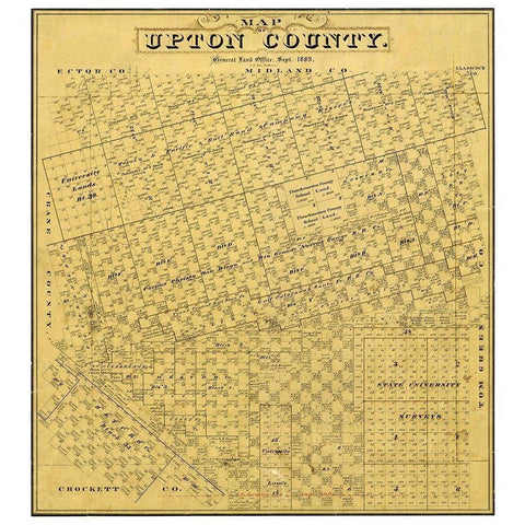 Upton County Texas - Blau 1889 Black Modern Wood Framed Art Print with Double Matting by Blau