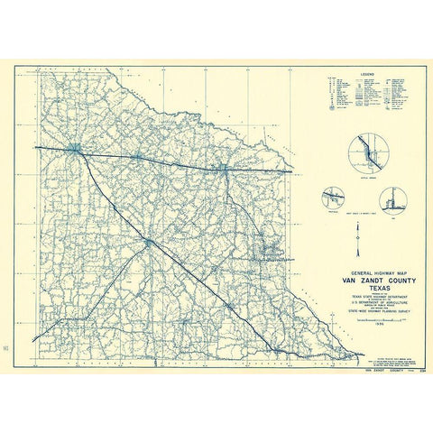 Van Zandt Texas - Highway Dept 1936 White Modern Wood Framed Art Print by Highway Dept