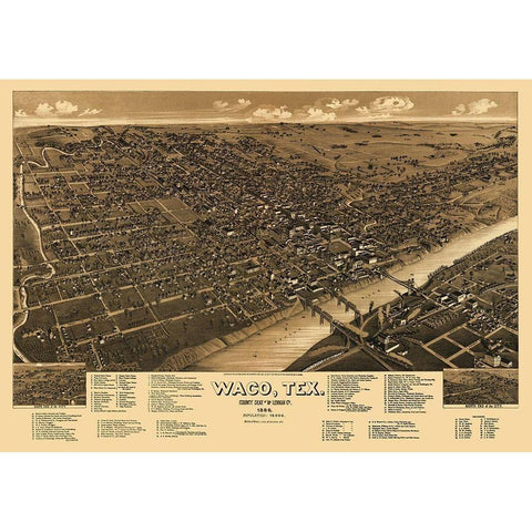 Waco Texas - Wellge 1886 White Modern Wood Framed Art Print by Wellge