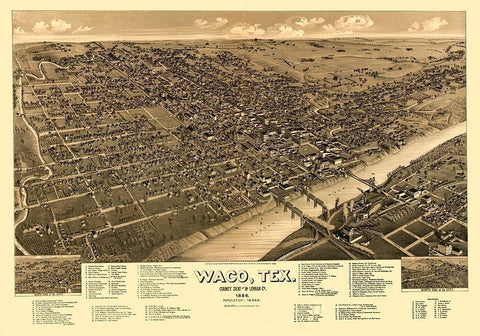 Waco Texas - Beck 1886 Black Ornate Wood Framed Art Print with Double Matting by Beck