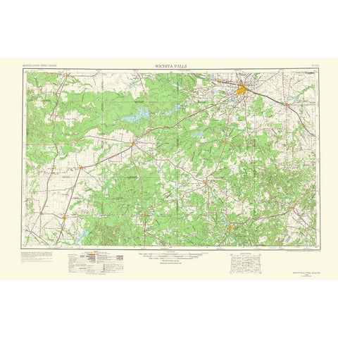 Wichita Falls Texas Oklahoma Quad - USGS 1966 Black Modern Wood Framed Art Print with Double Matting by USGS
