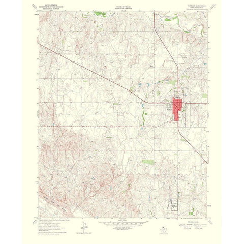 Wheeler Texas Quad - USGS 1965 Gold Ornate Wood Framed Art Print with Double Matting by USGS