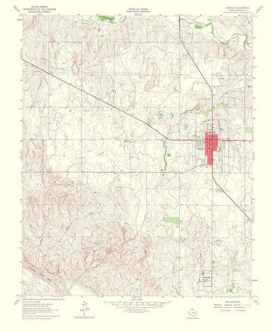 Wheeler Texas Quad - USGS 1965 White Modern Wood Framed Art Print with Double Matting by USGS