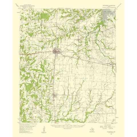 Whitesboro Texas Quad - USGS 1959 Gold Ornate Wood Framed Art Print with Double Matting by USGS