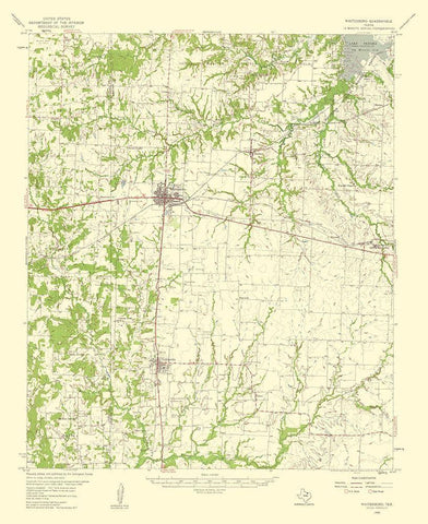 Whitesboro Texas Quad - USGS 1959 Black Ornate Wood Framed Art Print with Double Matting by USGS