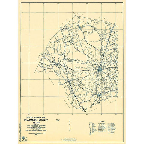 Williamson Texas 1 of 2 - Highway Dept 1936 Black Modern Wood Framed Art Print with Double Matting by Highway Dept