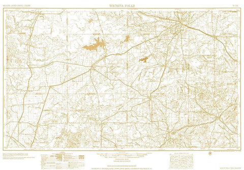 Wichita Falls Texas Sheet - USGS 1954 Black Ornate Wood Framed Art Print with Double Matting by USGS