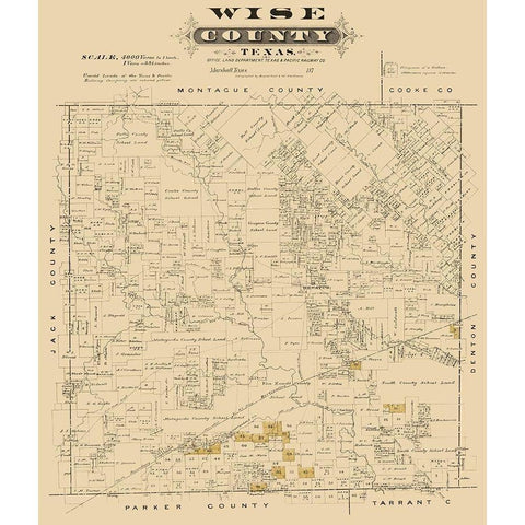 Wise County Texas - Gast 1870 Gold Ornate Wood Framed Art Print with Double Matting by Gast