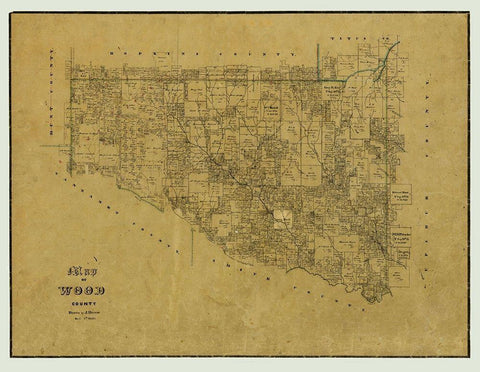 Wood County Texas - Browne 1857 Black Ornate Wood Framed Art Print with Double Matting by Browne