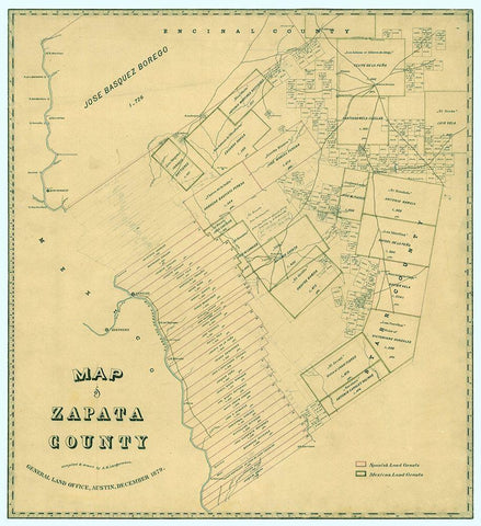 Zapata County Texas - Langermann 1879 White Modern Wood Framed Art Print with Double Matting by RBADDNEW