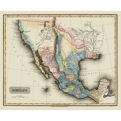 Texas Territory - Lucas 1823 Black Modern Wood Framed Art Print with Double Matting by Lucas