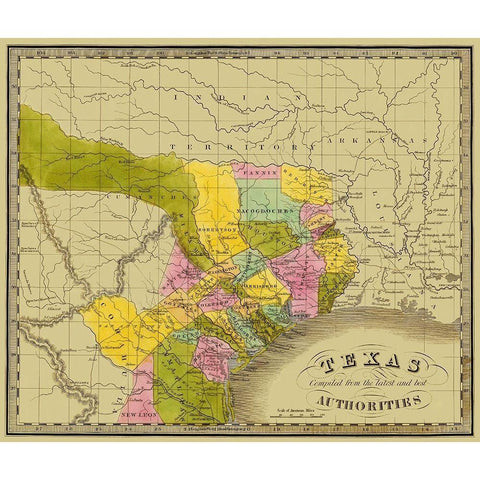 Texas - Greenleaf 1840 Black Modern Wood Framed Art Print with Double Matting by Greenleaf