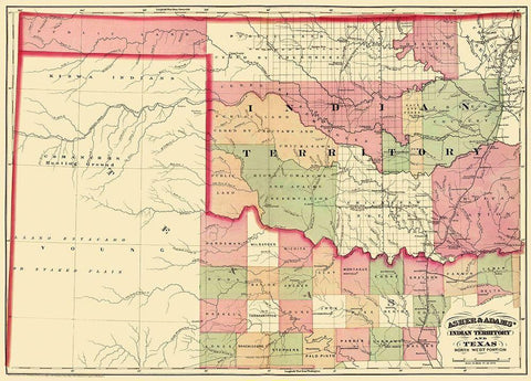 Indian Territory, North West Texas 1874 Black Ornate Wood Framed Art Print with Double Matting by Asher
