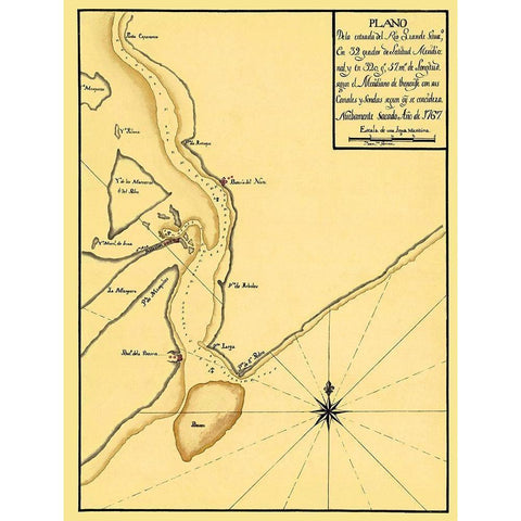 Mouth of The Rio Grande - 1767 White Modern Wood Framed Art Print by Unknown
