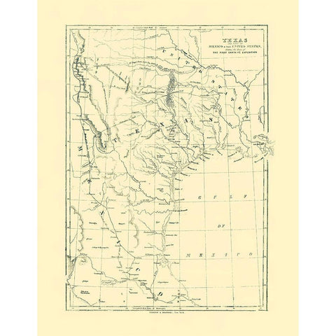Texas, Route of 1st Santa Fe Express - Harper 1844 Gold Ornate Wood Framed Art Print with Double Matting by Harper