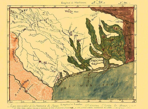 Province of Mexican Texas - 1820 Black Ornate Wood Framed Art Print with Double Matting by Unknown