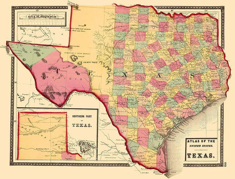 Texas - Stedman 1873 Black Ornate Wood Framed Art Print with Double Matting by Stedman