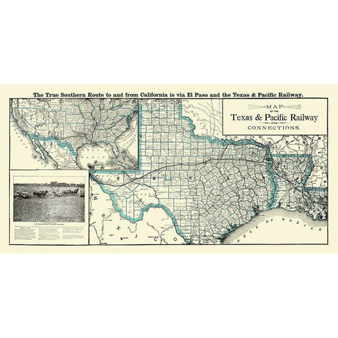 Texas and Pacific Railway with Connections 1903 White Modern Wood Framed Art Print by Woodward