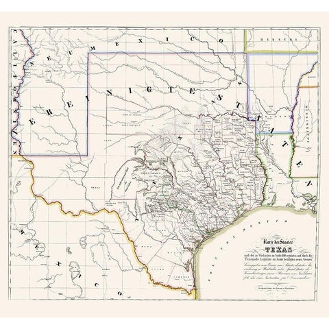 Texas - Association for German Immigrants 1851 White Modern Wood Framed Art Print by Association for German Immigrants