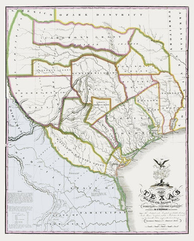 Texas Landowner Plat - Tanner 1836 Black Ornate Wood Framed Art Print with Double Matting by Tanner