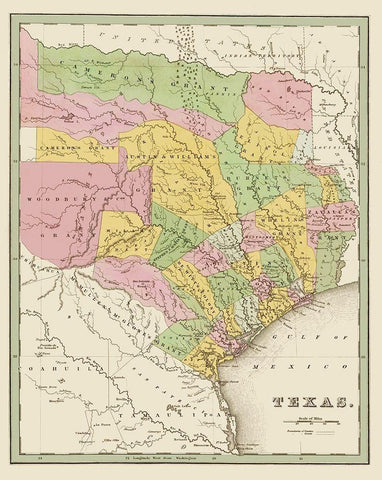 Texas Eastern Landowner Grants - Bradford 1838 Black Ornate Wood Framed Art Print with Double Matting by Bradford