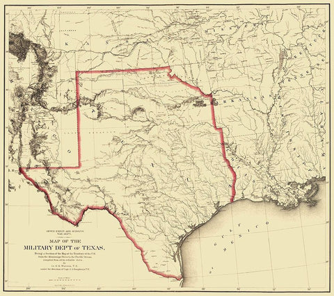 Texas Territory Map - Humphreys 1859 Black Ornate Wood Framed Art Print with Double Matting by Humphreys