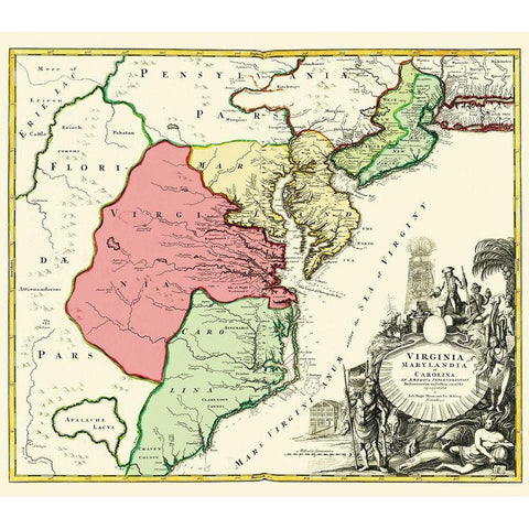 America Septentrionali - Homann 1740 Black Modern Wood Framed Art Print by Homann