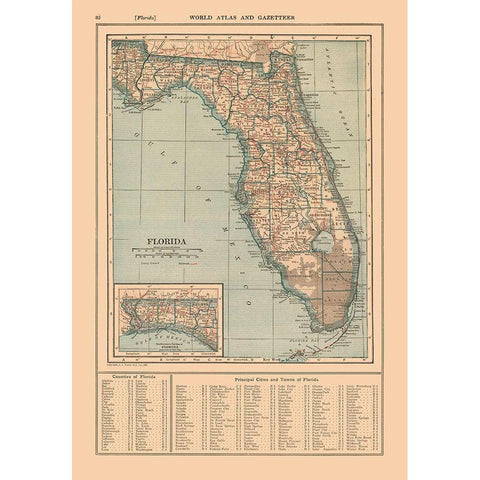 Florida - Reynold 1921 Black Modern Wood Framed Art Print with Double Matting by Reynold