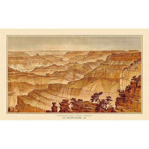 Grand Canyon, Point Sublime Arizona - Bien 1882 Gold Ornate Wood Framed Art Print with Double Matting by Bien