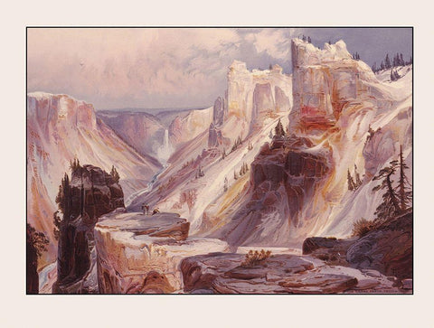 Grand Canyon, Yellowstone National Park Wyoming White Modern Wood Framed Art Print with Double Matting by Unknown