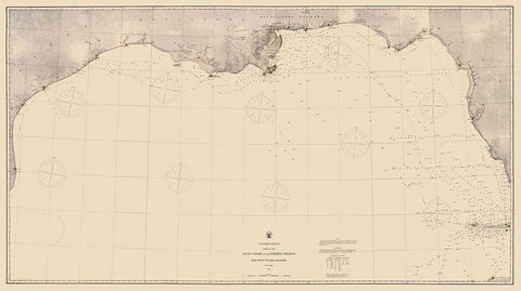 Gulf Of Mexico US Coast - USCS 1863 White Modern Wood Framed Art Print with Double Matting by USCS