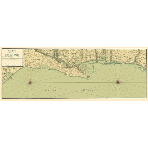 Gulf Coast Nautical Map - 1732 Black Modern Wood Framed Art Print with Double Matting by Unknown