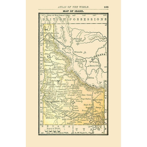 Idaho - Alden 1886 Gold Ornate Wood Framed Art Print with Double Matting by Alden