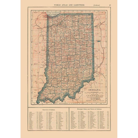 Indiana - Reynold 1921 Black Modern Wood Framed Art Print with Double Matting by Reynold
