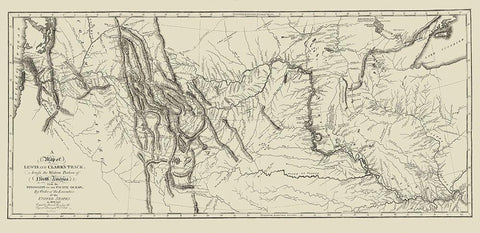Lewis and Clark Track Across North America White Modern Wood Framed Art Print with Double Matting by Clark