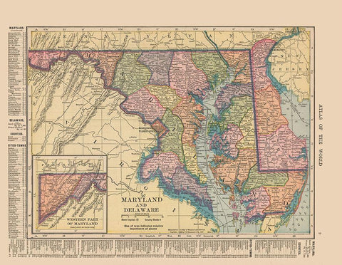 Maryland, Delaware - Hammond 1910 White Modern Wood Framed Art Print with Double Matting by Hammond