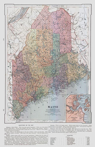 Maine - United States - Monteith 1882 Black Ornate Wood Framed Art Print with Double Matting by Monteith