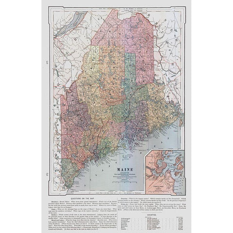Maine - United States - Monteith 1882 Black Modern Wood Framed Art Print with Double Matting by Monteith